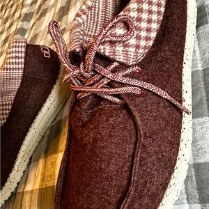 Hey Dude Burgundy and Cream Men's Sneakers